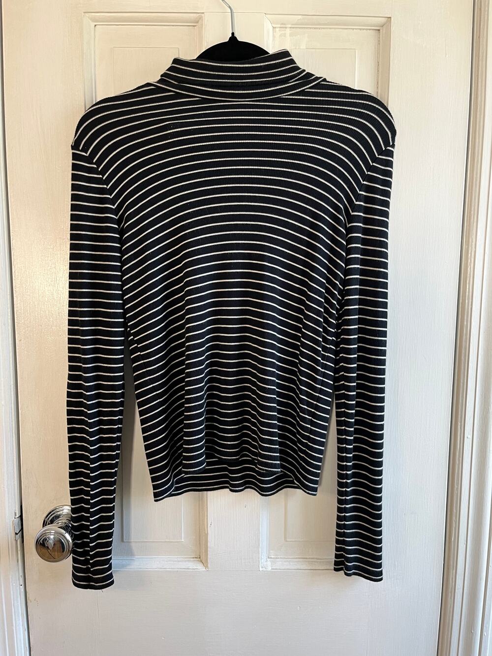 Marine Layer Signature Tencel Navy Striped Turtleneck Sz Small - French Coastal